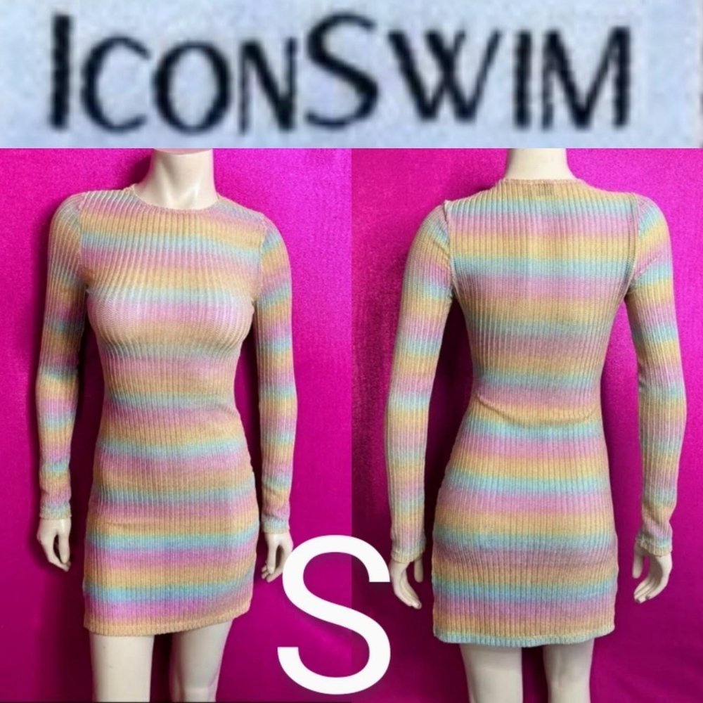 🆕Icon Swim Metallic Rainbow Knit Pool Cover Up Dress~Size S